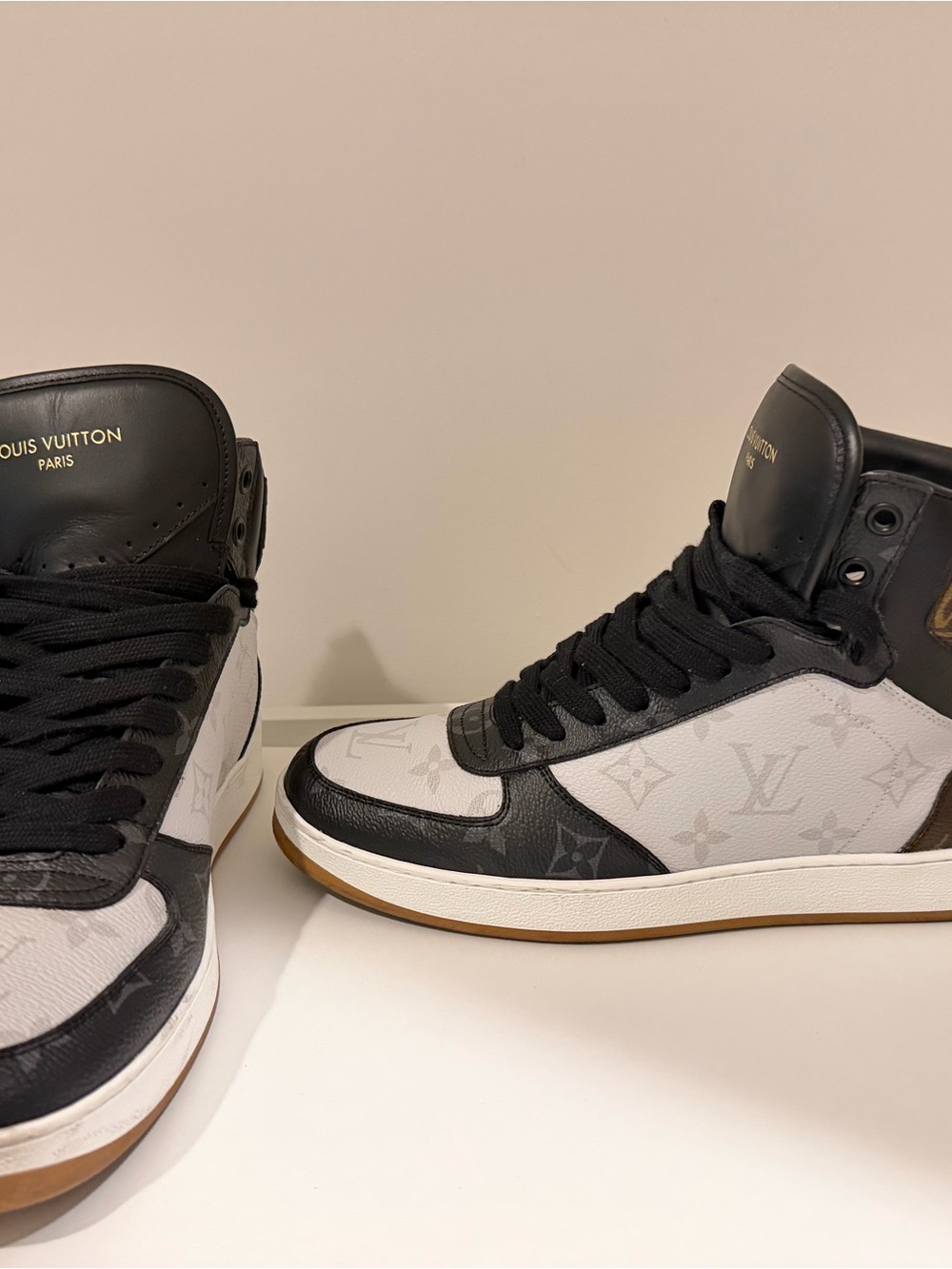 Louis Vuitton Black White and Brown High-Top Sneakers